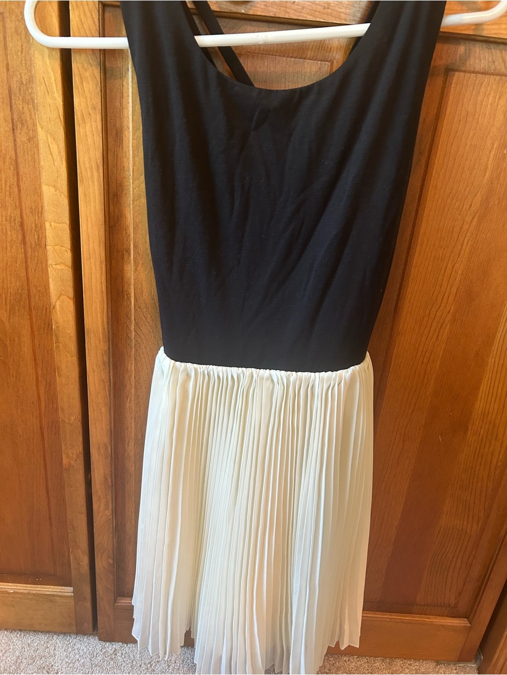 Classic Black & White Pleated Skirt Dress
